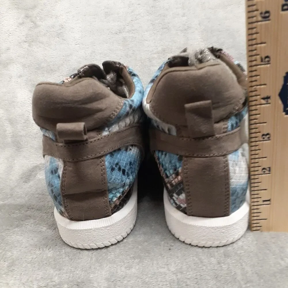 True Craft Women High-Top Sneakers Gray Multicolor Faux Snakeskin SIze 7.5M